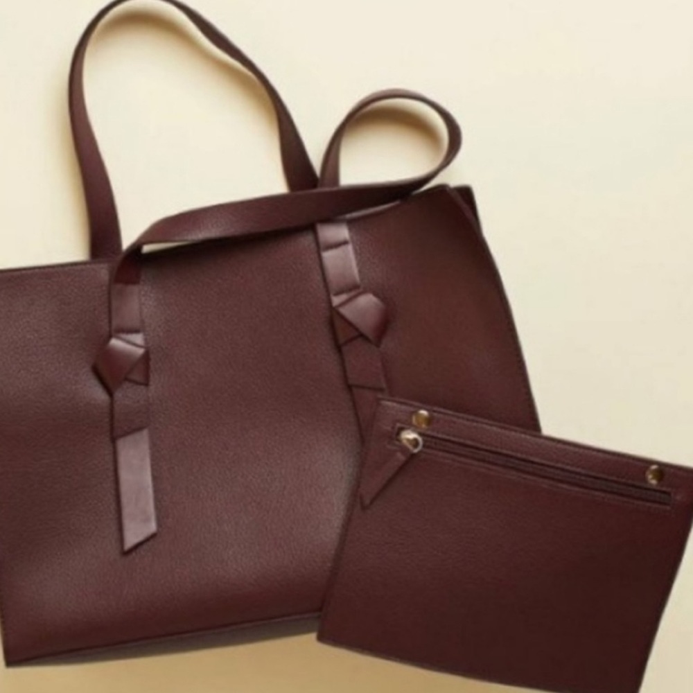 Rachel Zoe Take-it-Anywhere Tote - vegan leather - bordeaux cranberry large - Picture 9 of 12